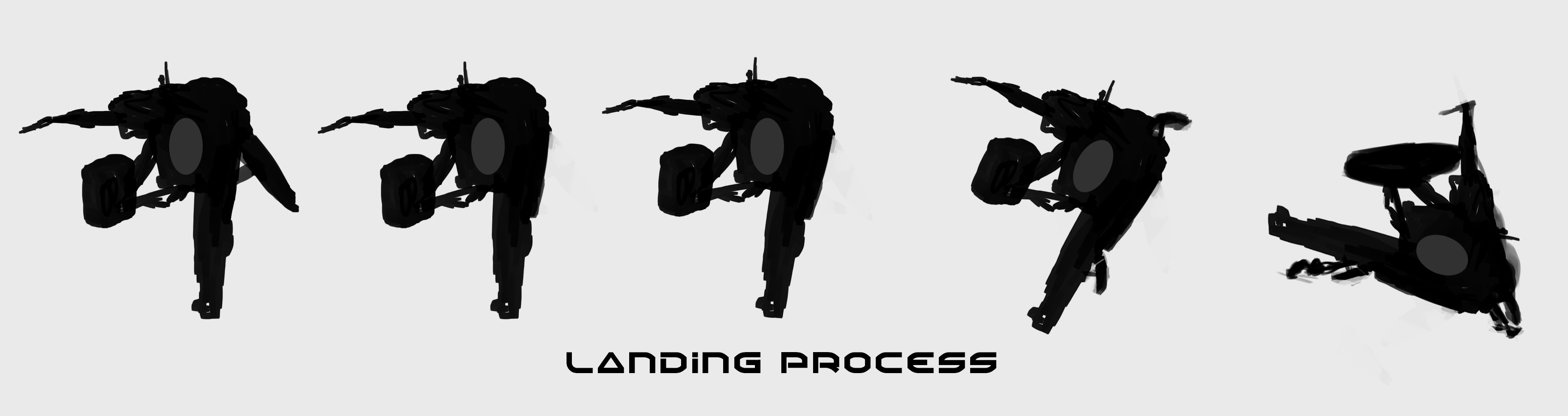 Thumbnails exploring landing process of the selected shape.