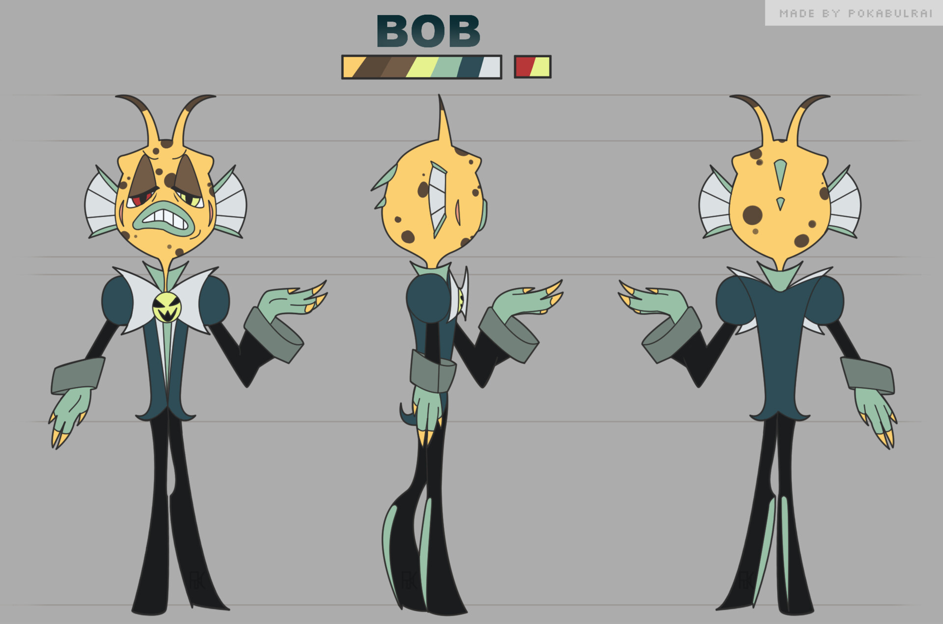 Pokabulrai gear fanart helluva boss character creation turnaround