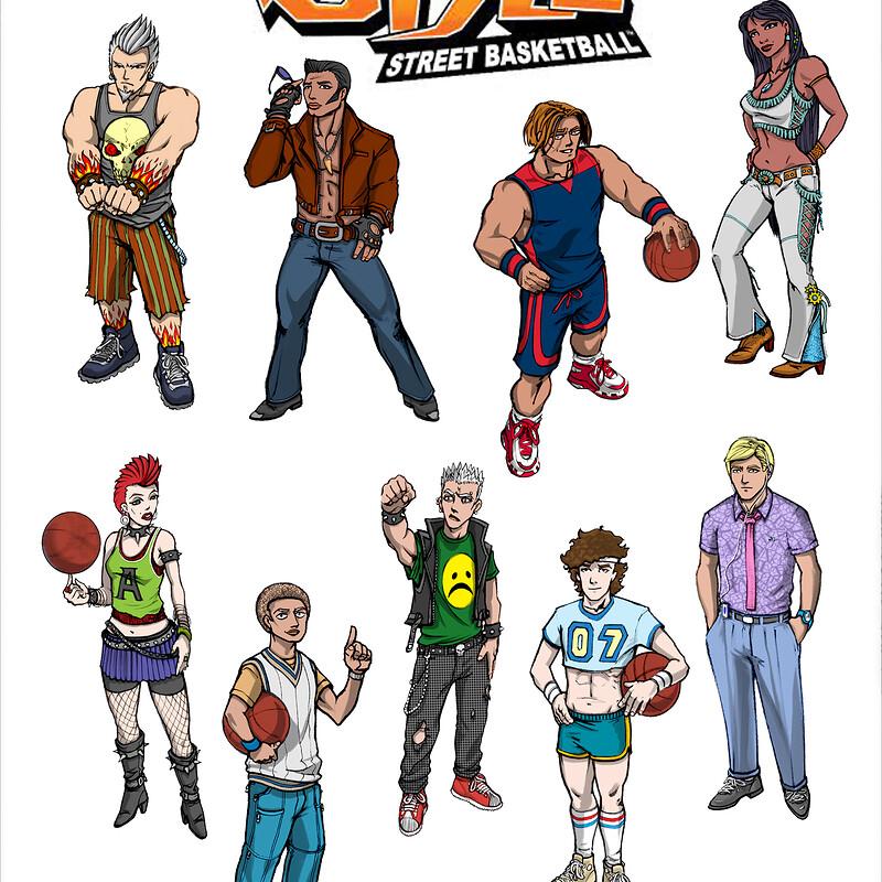 EA Freestyle basketball characters 80's style