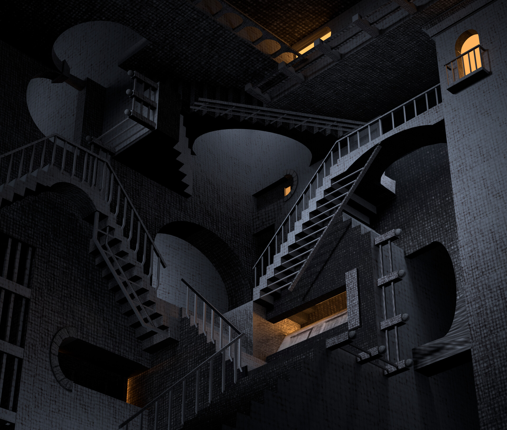 Artstation escher stairs 3d model