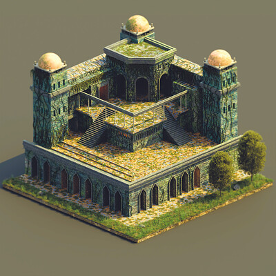 Abandoned Temple - Isometric 3D Art