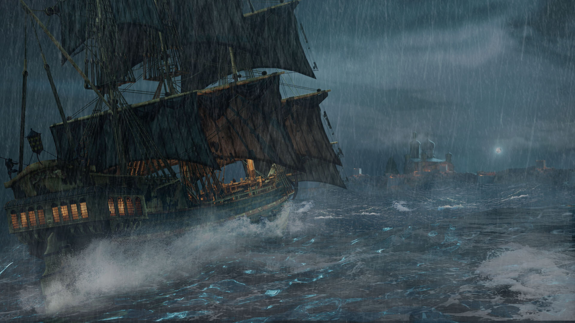 ArtStation - Pirate Ship in Stromy Weather