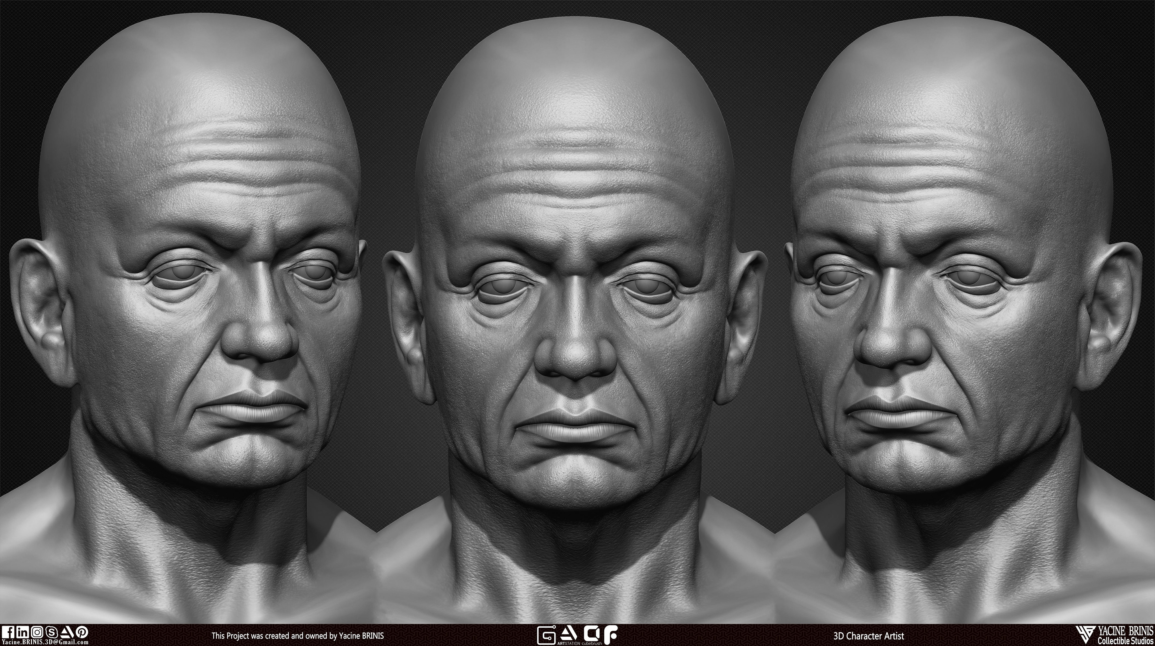 Old Man Basemesh 3D Model By Yacine BRINIS Anatomy Set 007