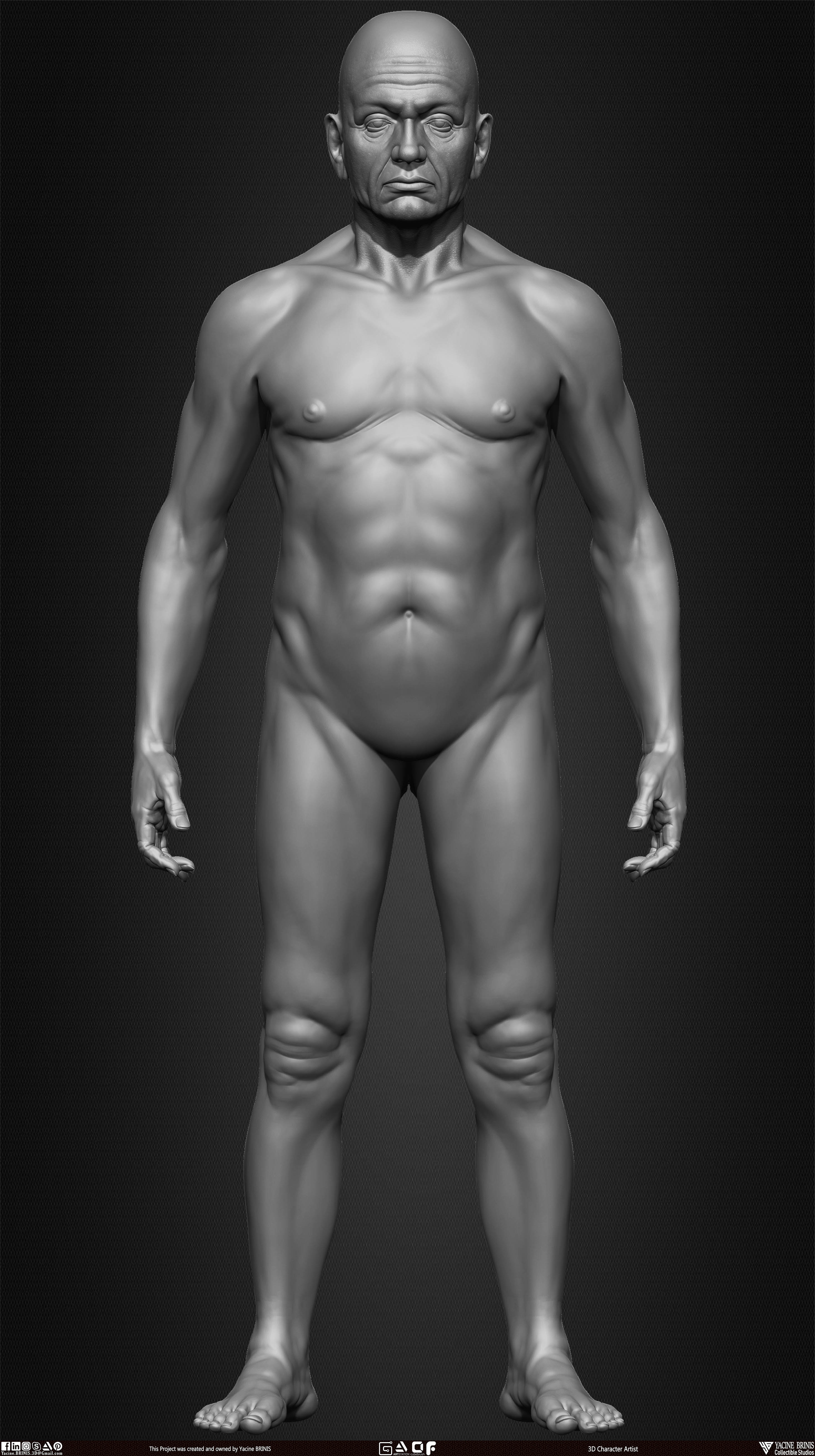Old Man Basemesh 3D Model By Yacine BRINIS Anatomy Set 016