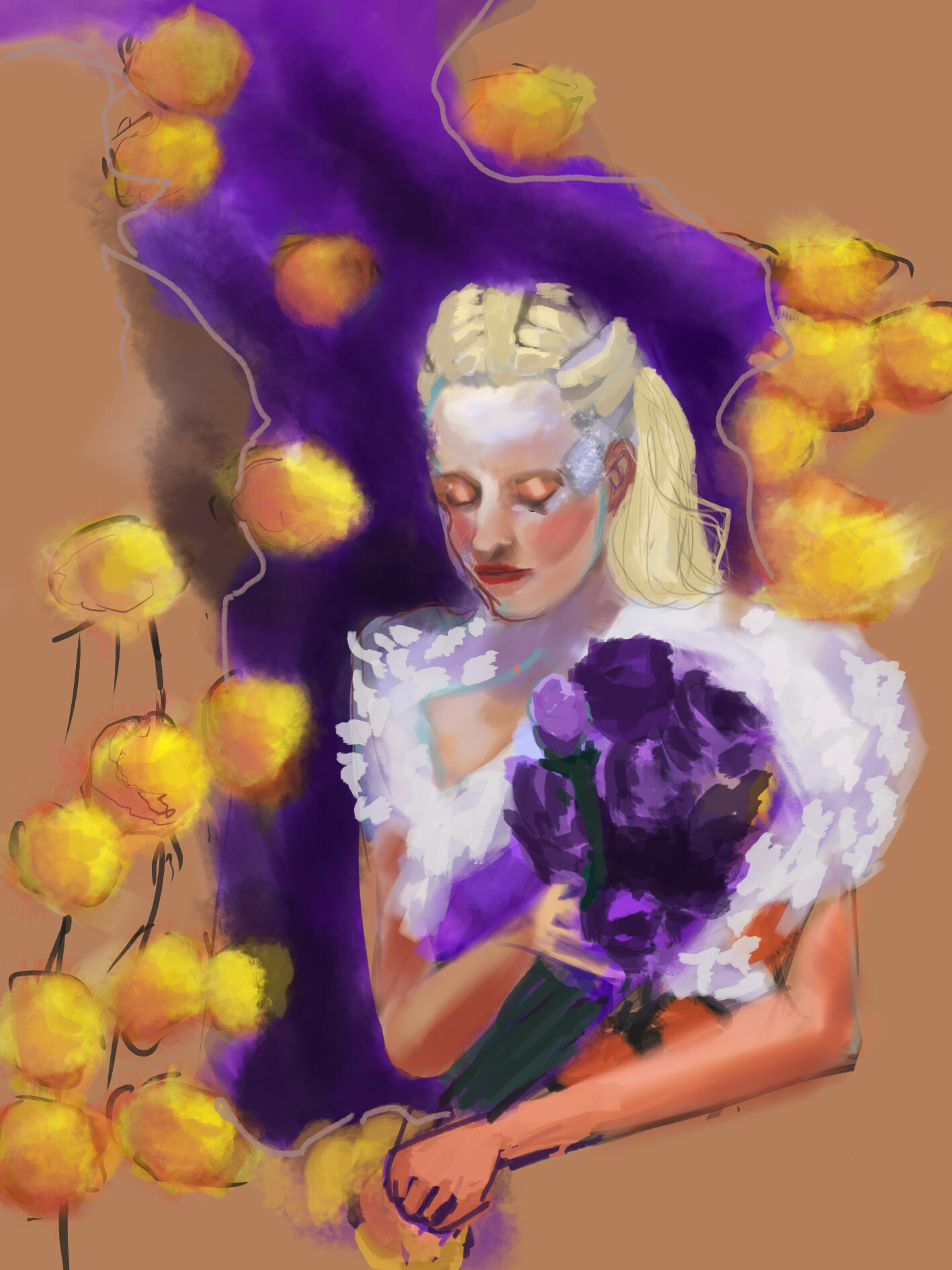 Artstation Girl With Flowers