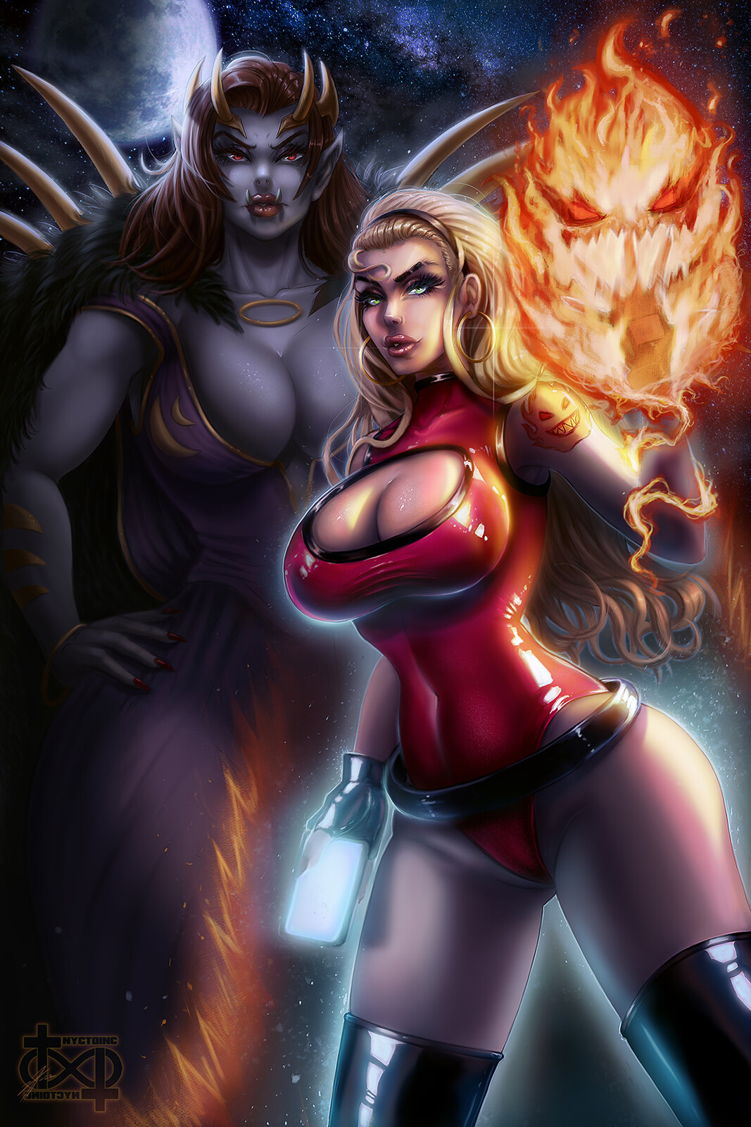 🔥 Sexy FireBitch and Orc Queen Cor'ona -  A Comic Cover 🔥