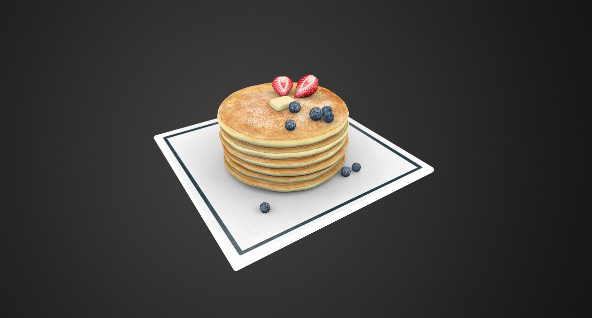 ArtStation - Pancakes with butter and berries