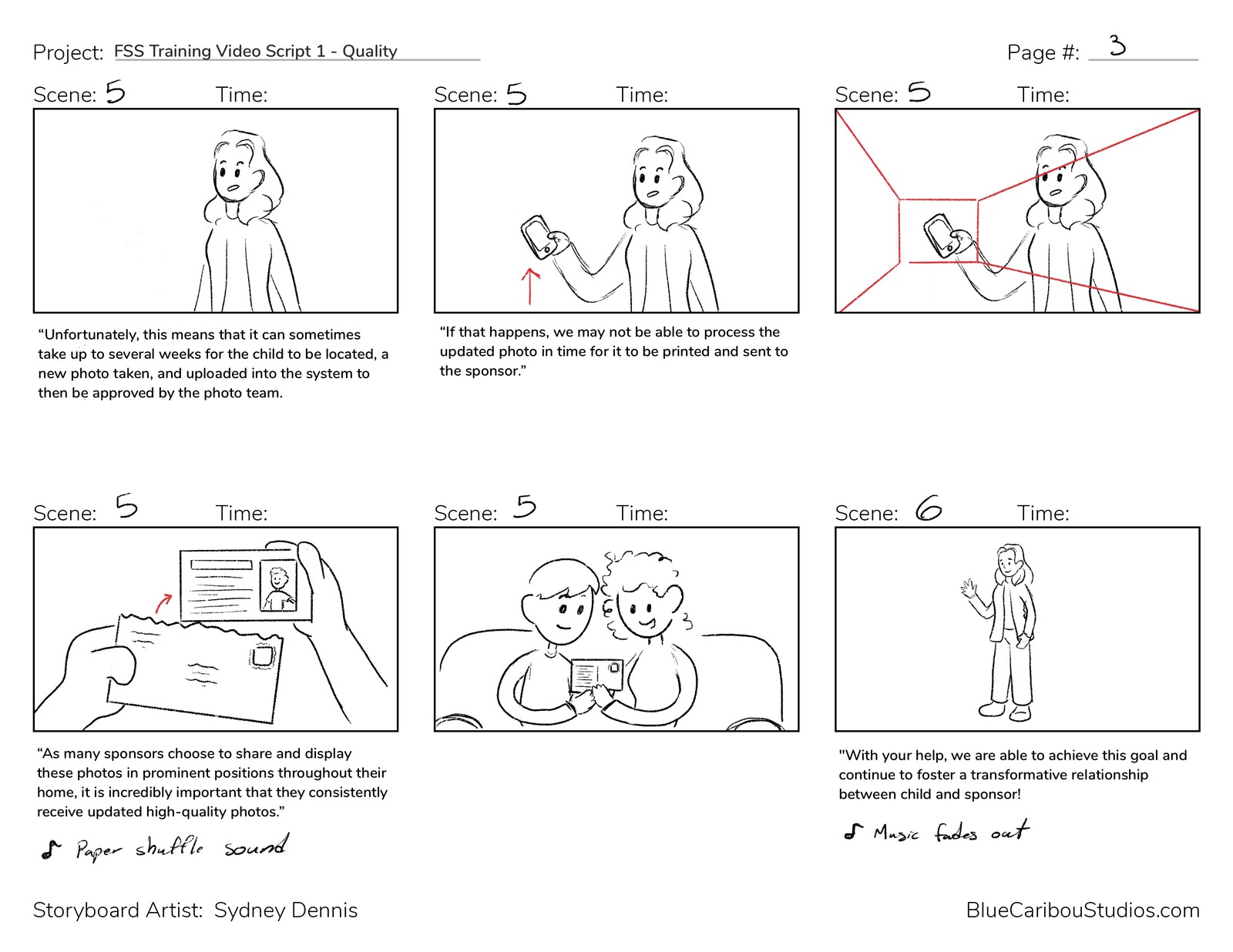 These storyboards were put together quickly for efficiency. 