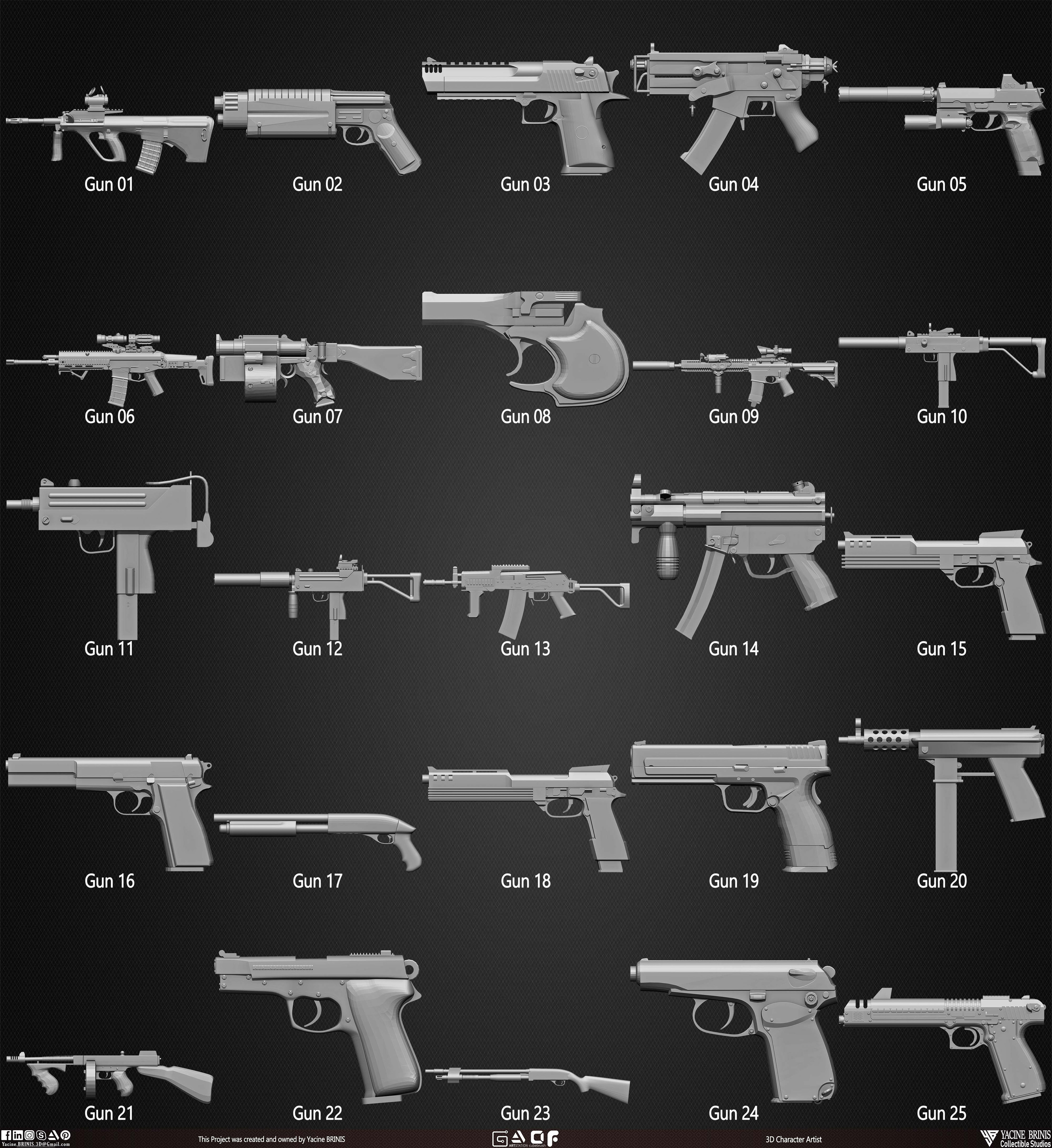 25 Guns Kitbash Vol 03 sculpted By Yacine BRINIS Set 001