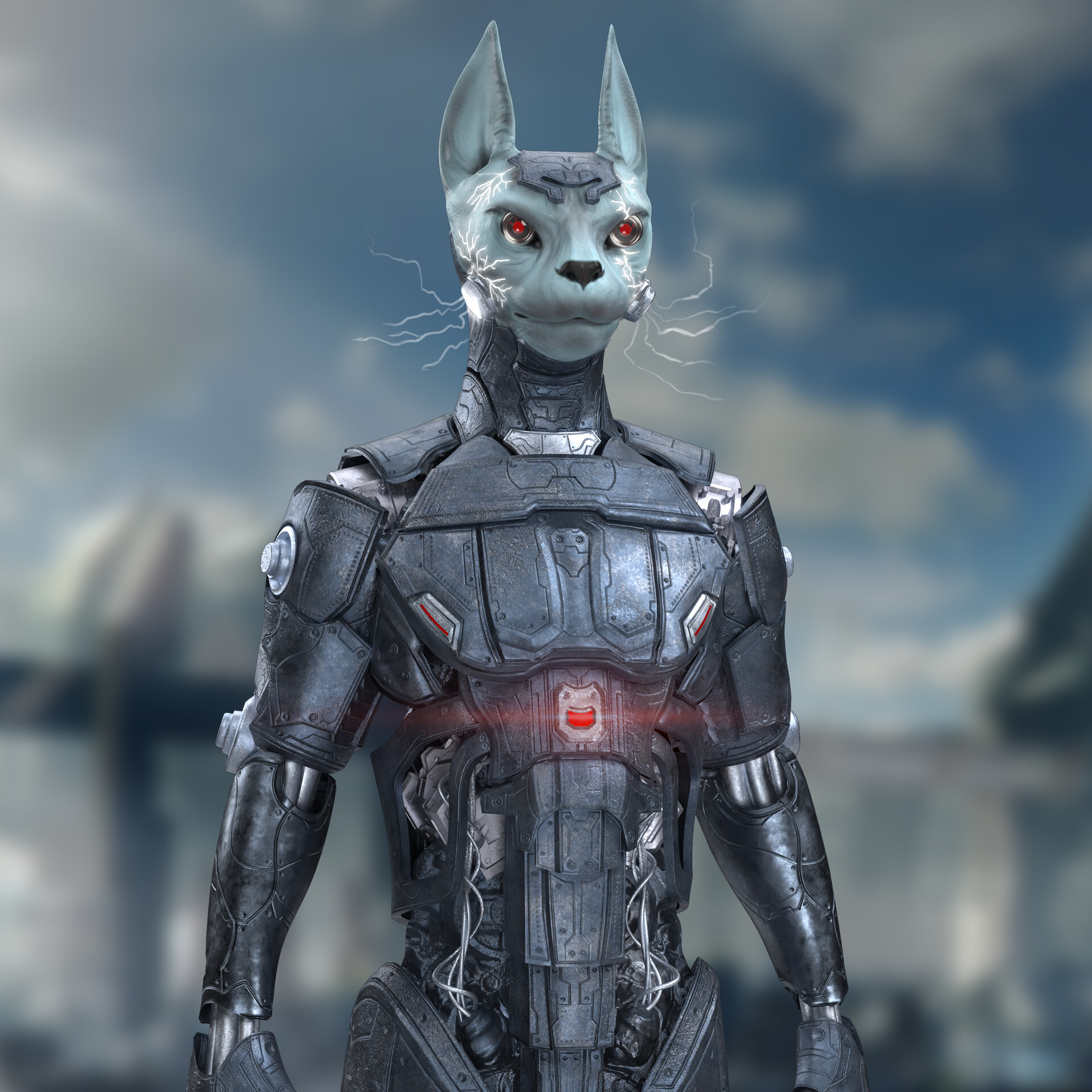 cat cyborg zbrush