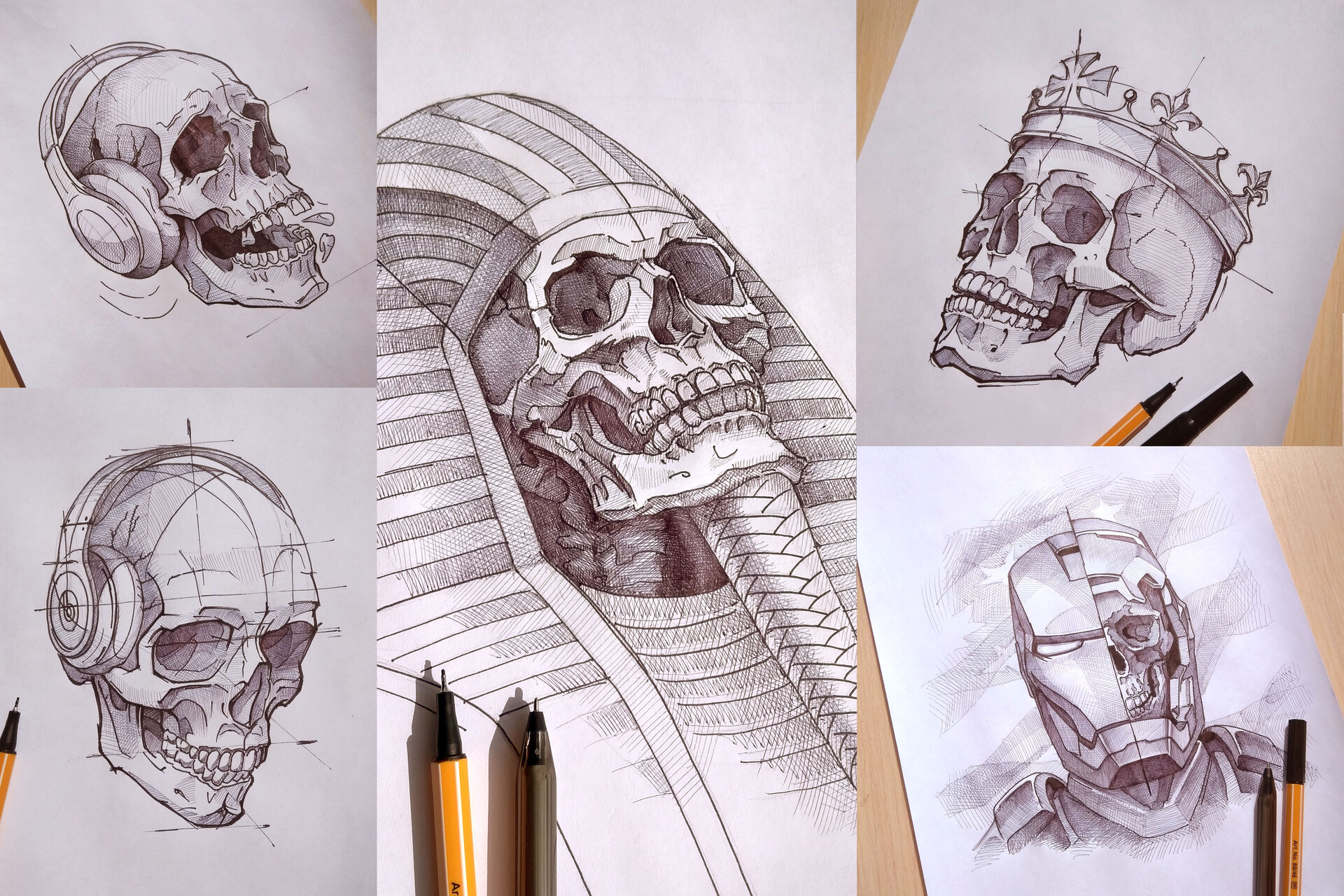 Artem Afanasev - A series of pencil drawings of the skull. Custom ...