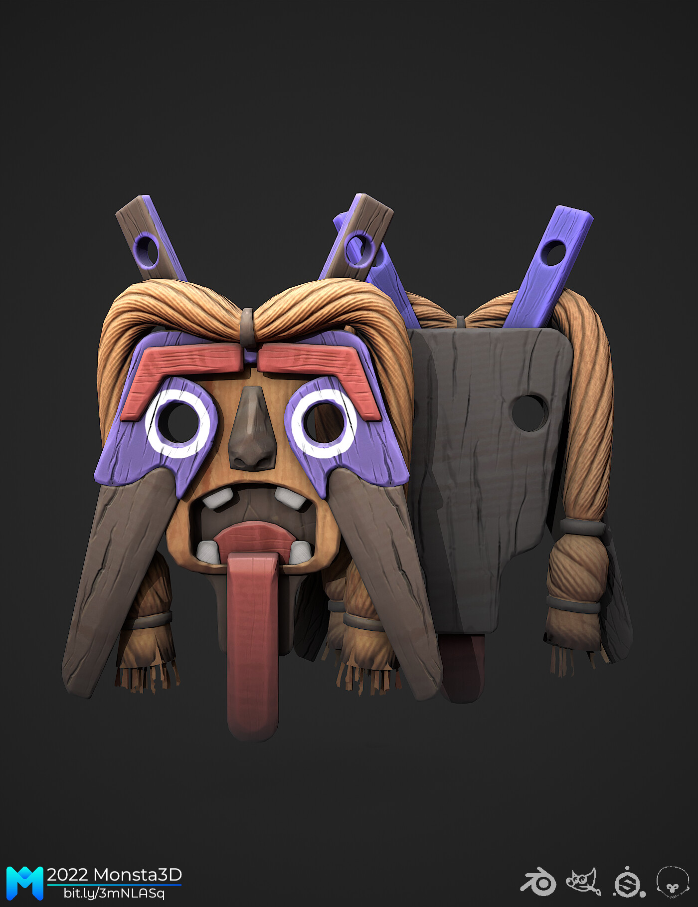 Artstation Stylized Tribal Mask Game Asset