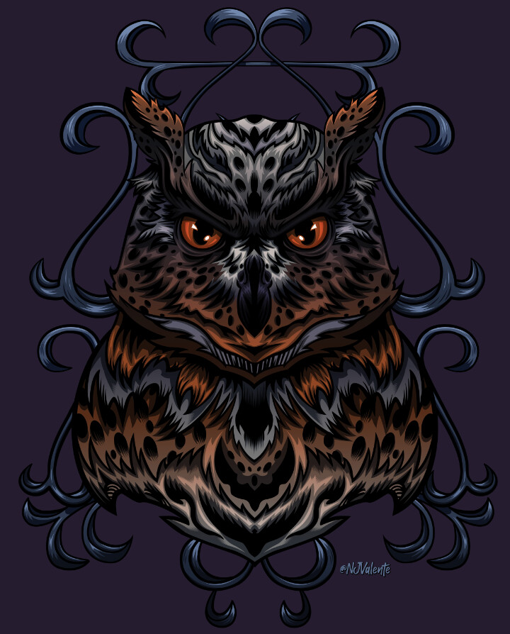 Owl vector art for merch. Done in Affinity Designer.