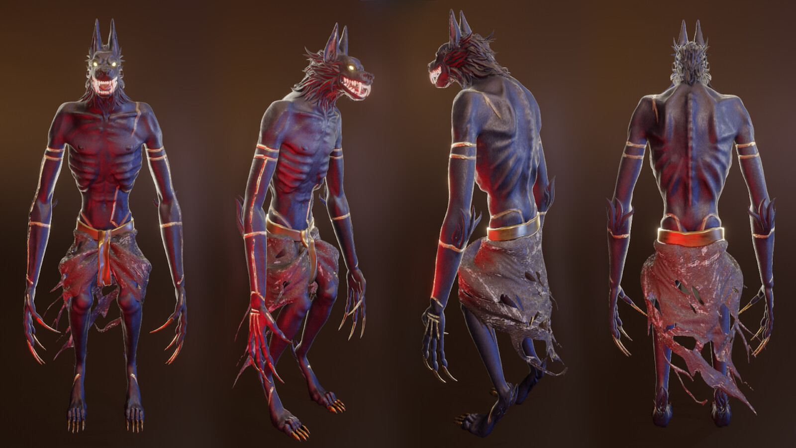 Front, 3/4 and back views