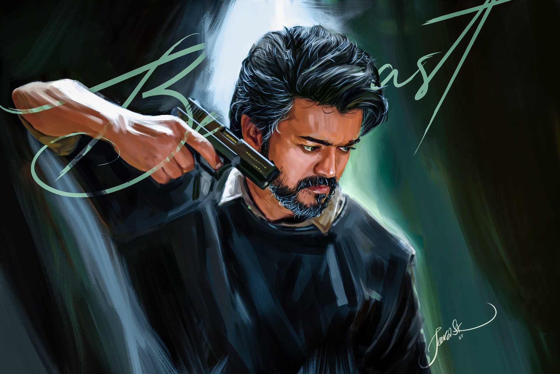 Artstation Beast Thalapathy Vijay Artwork 2022 Beast Jollyohgymkhana Thalapathyvijay Vijay Painting