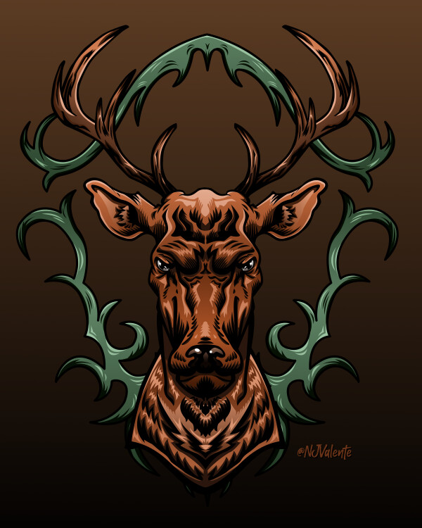 Angry Deer Vector Illustration