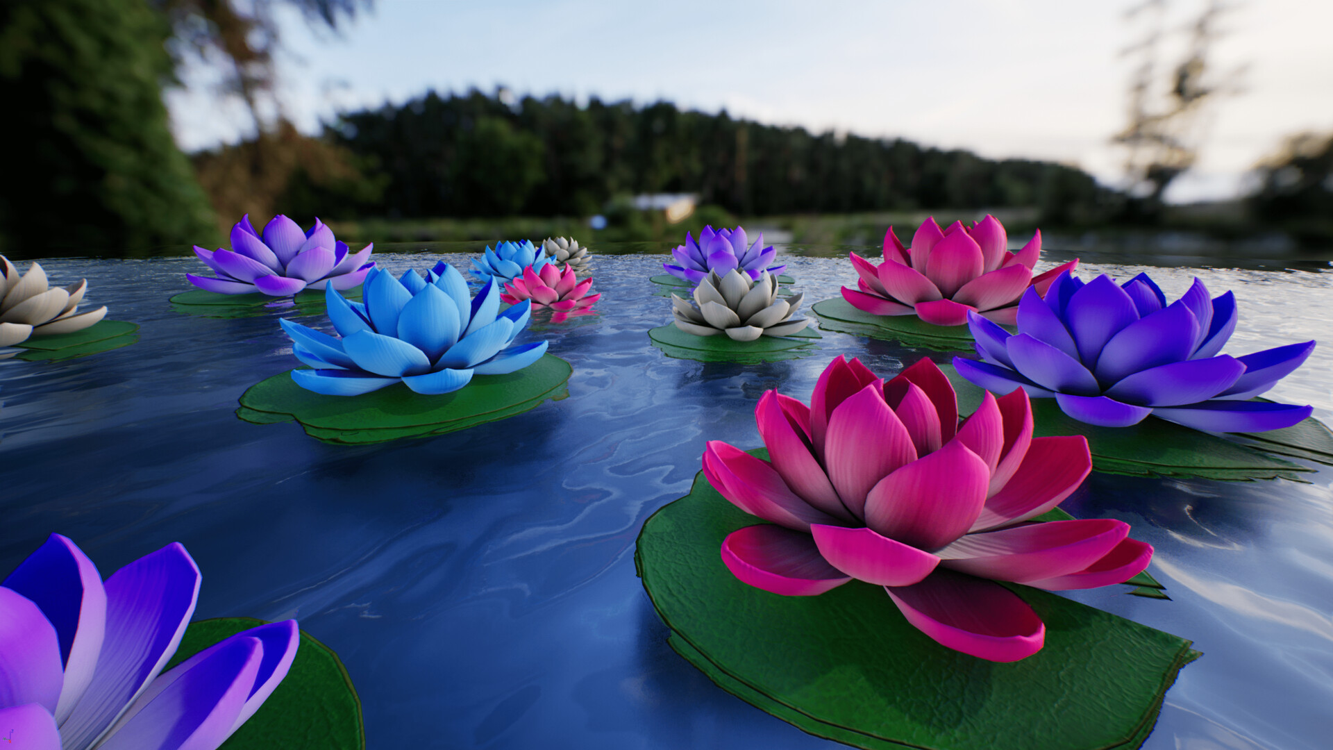 ArtStation - Lotus Flower Pond 3D Project