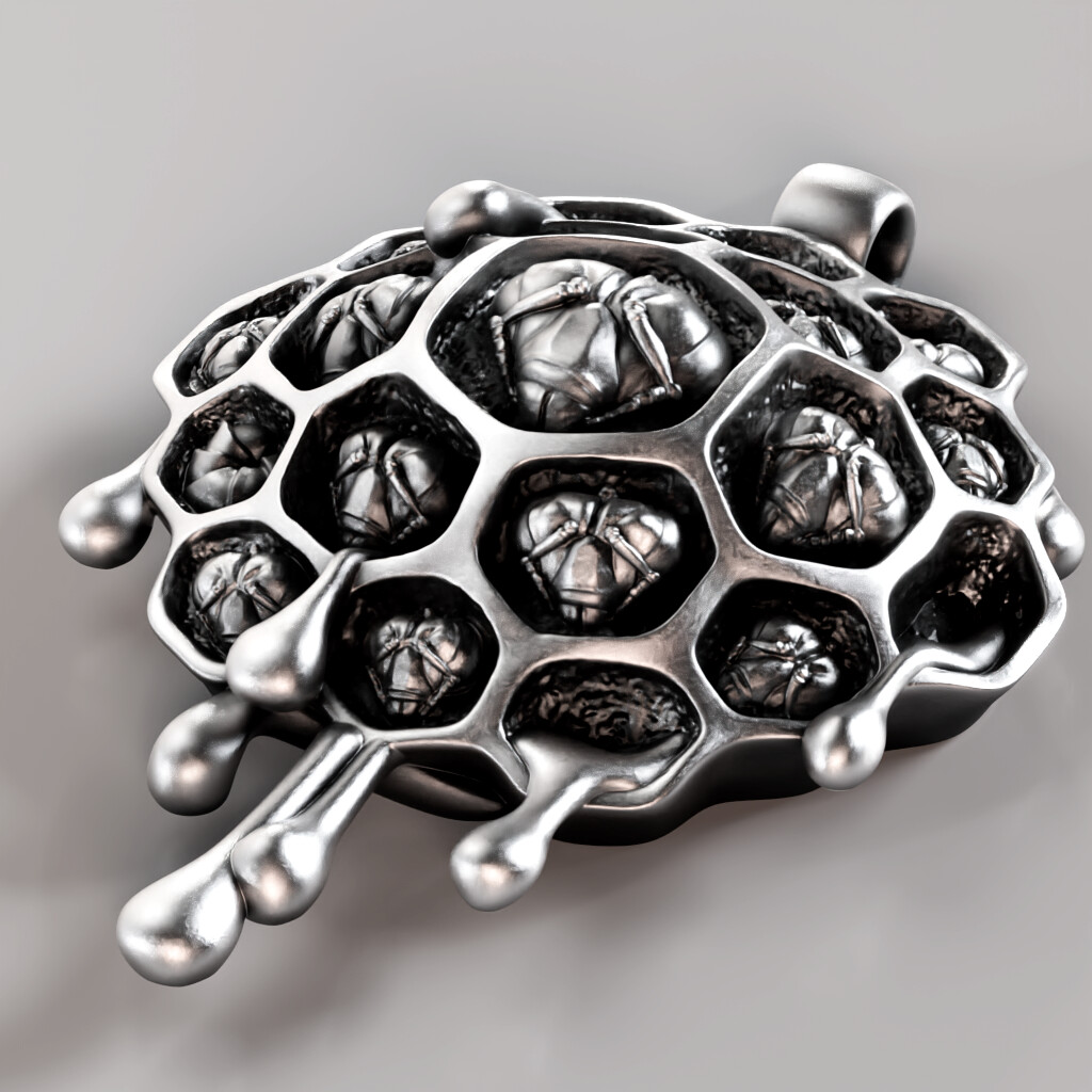 Honeycomb pendant rendered in Arnold for Maya
