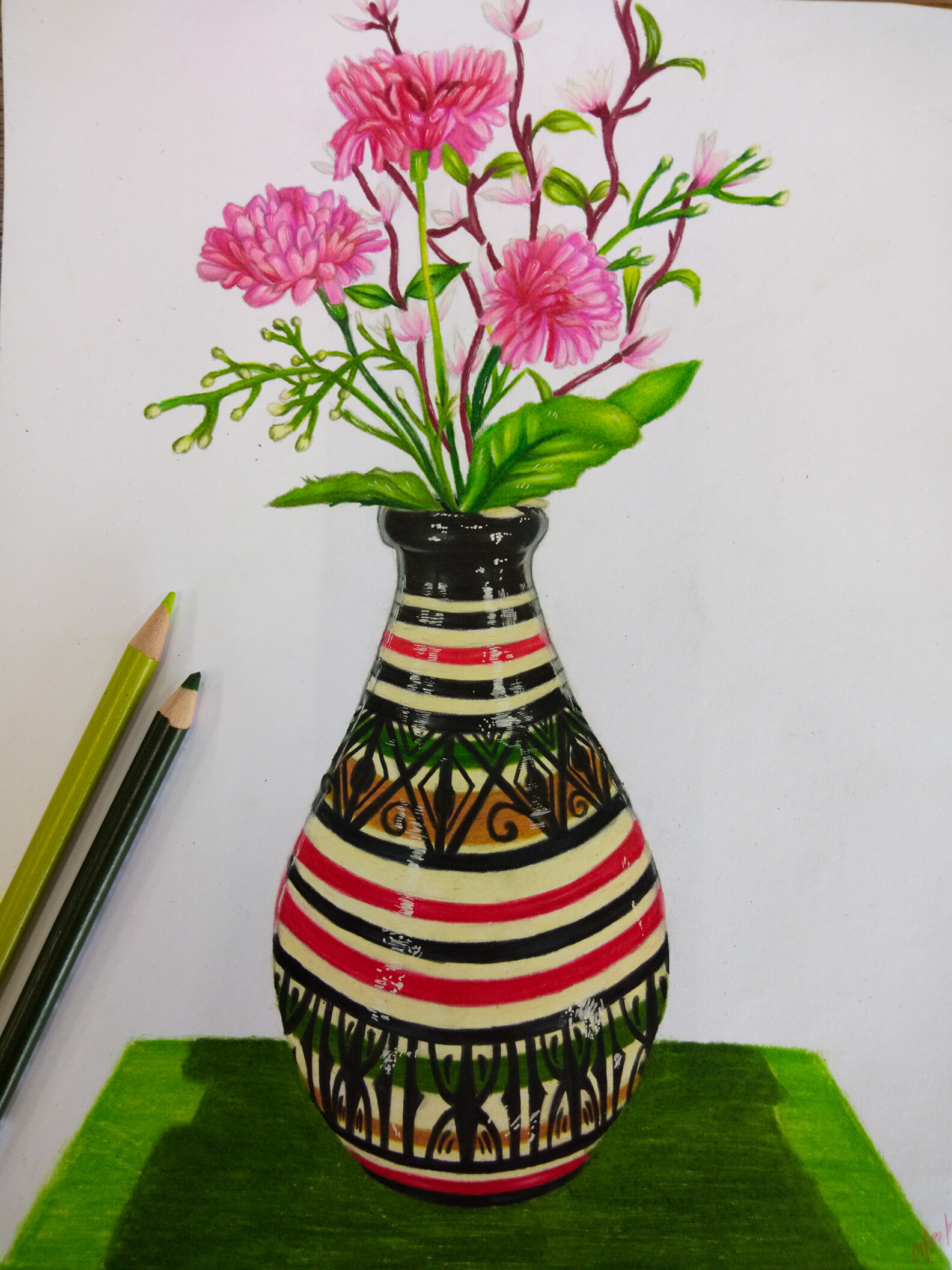 How to Draw A Flower Vase Step by Step