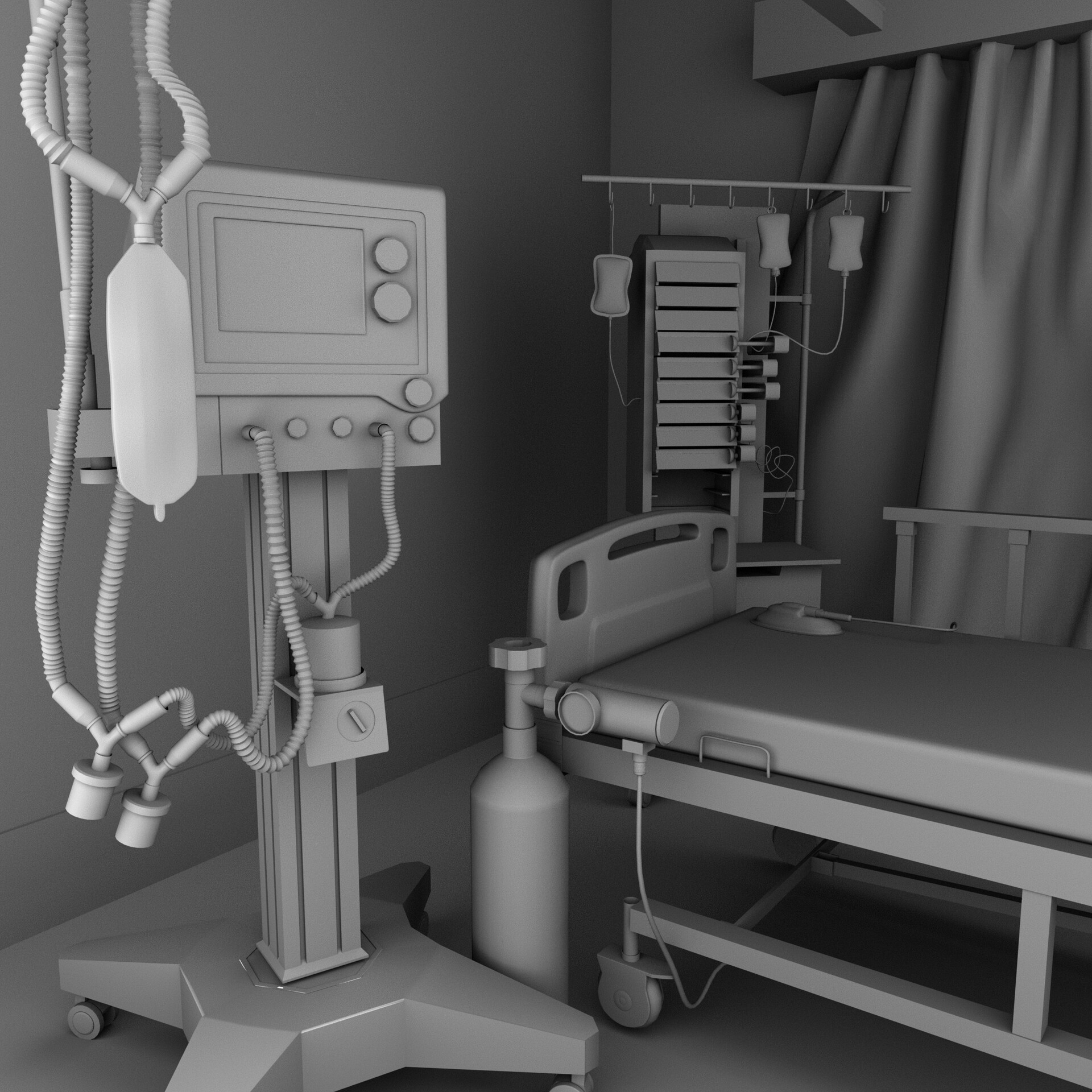 ishita chakraborty - 3D ICU ROOM MODEL