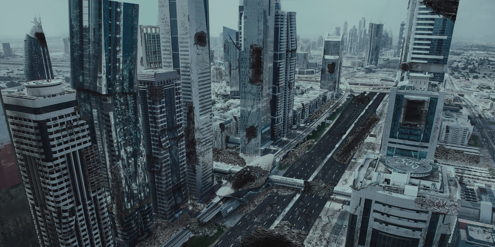 ArtStation - Destroyed City Matte Painting