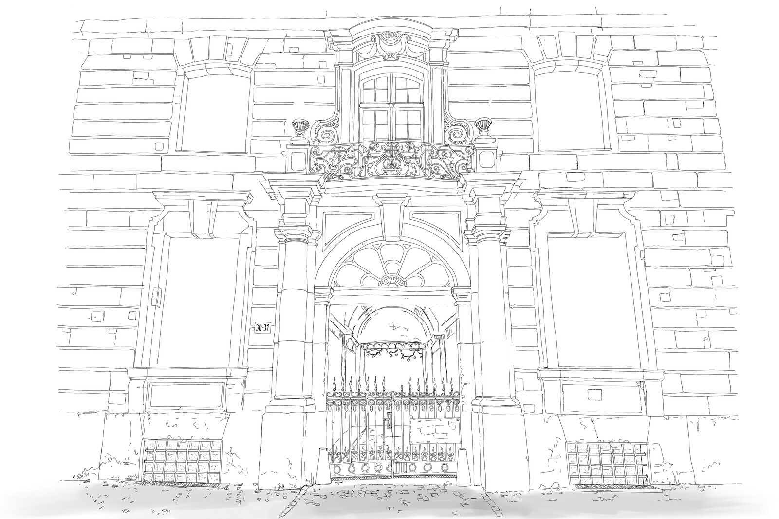 Initial line art