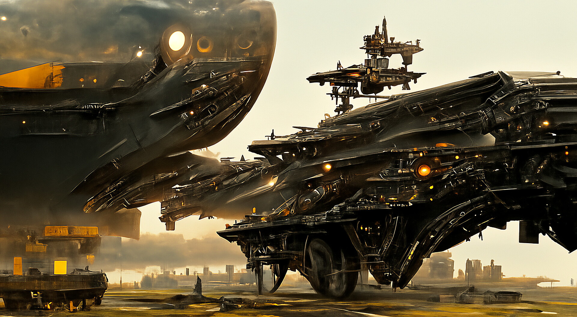 ArtStation - 18 monster spaceships carriers. Military Science-Fiction  sketches made with AI.