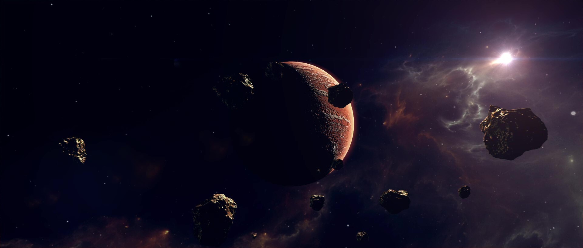 ArtStation - Planet with Asteroids