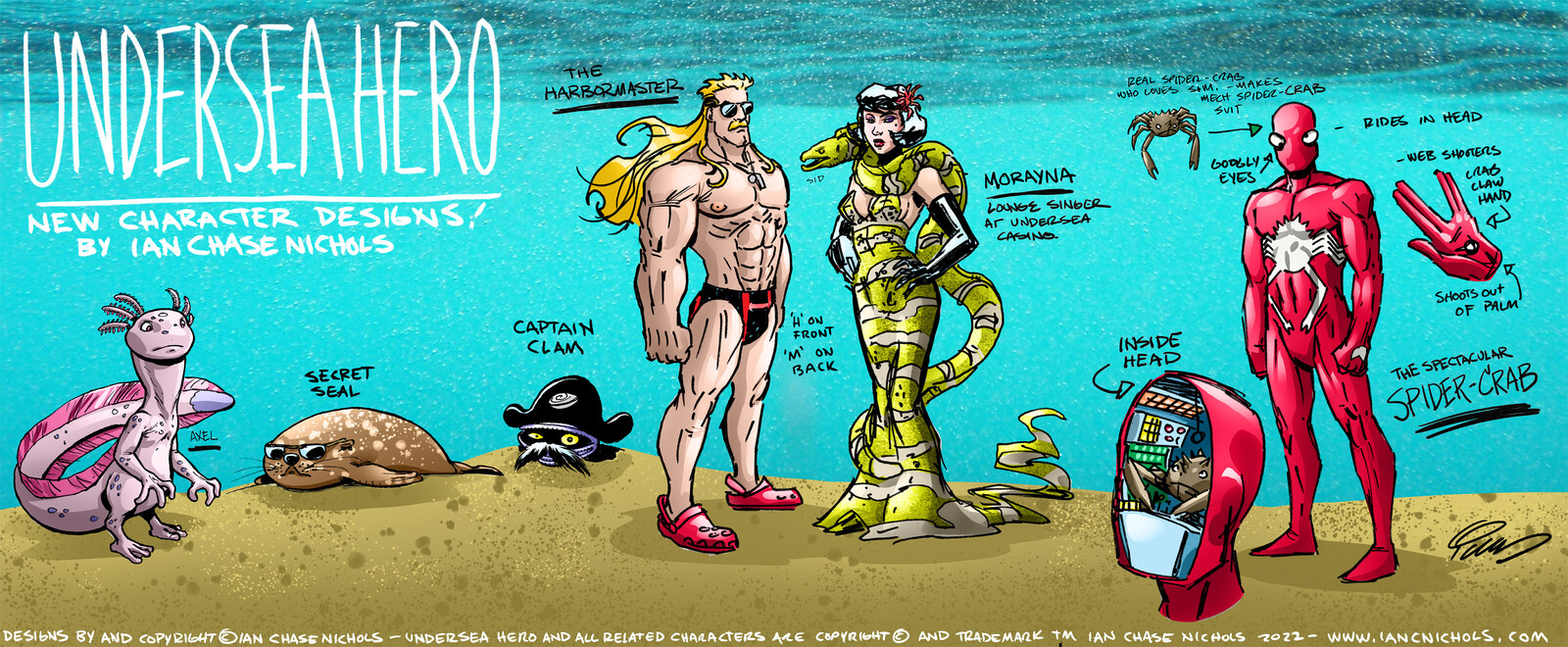 More New Undersea Hero Characters
UNDERSEA HERO and all Related Characters are Copyright © and Trademark TM 2022 Ian Chase Nichols. All Rights Reserved.
