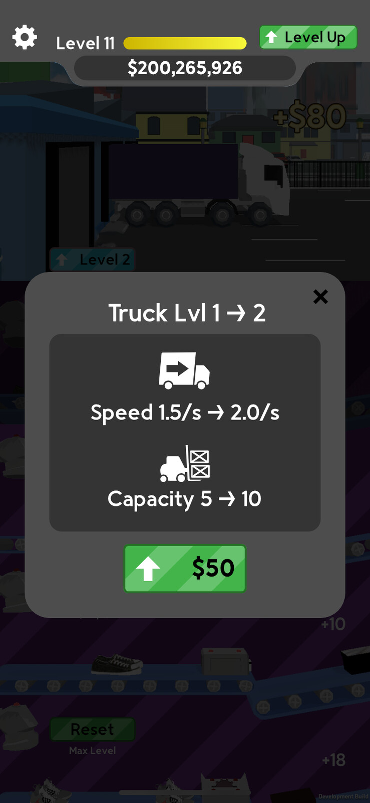 Truck upgrade popup window. 

Custom UI and icons made with Affinity Designer.