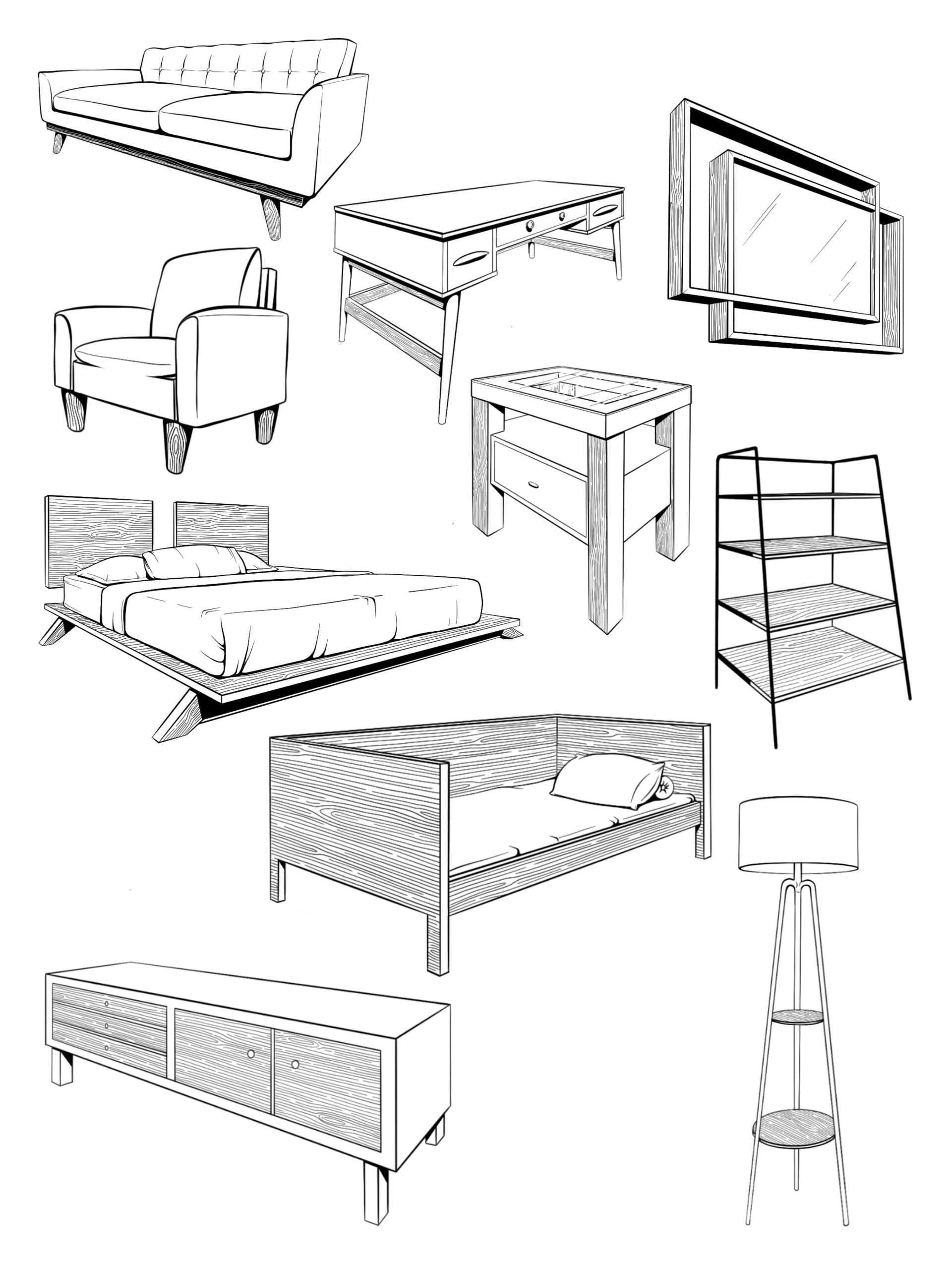 Armchair furniture sketch plan draft - Stock Illustration [29792404] - PIXTA