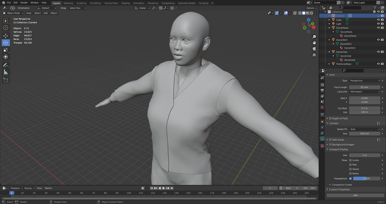 Once I finished making the Clothes in Marvelous Designer I take the clothes into blender where I weld any verts, and add some thickness to the clothes. Also Making sure the Uvs are nice and ready for texturing.