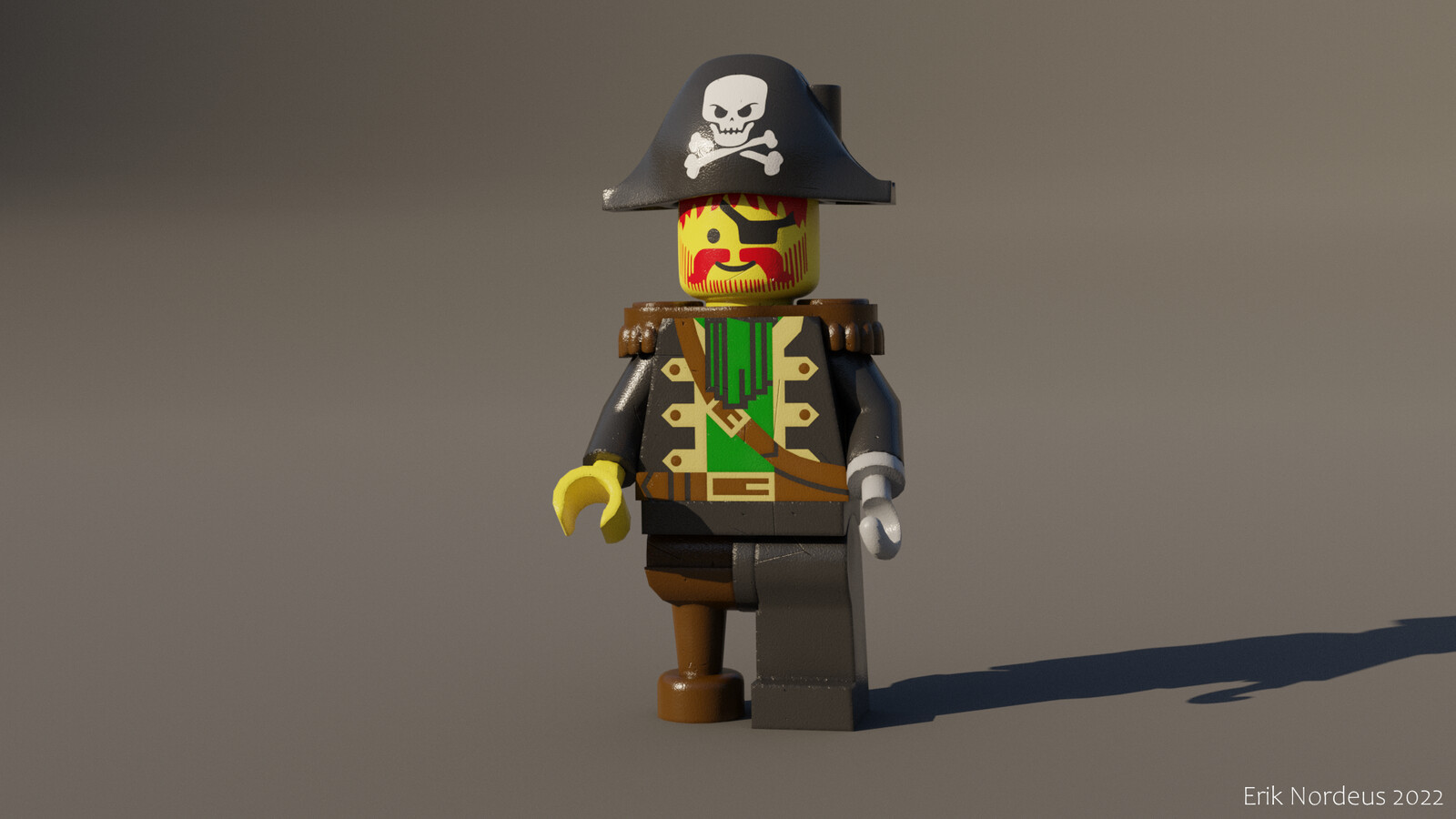 Experiment to make a realistic LEGO pirate character in Blender. You can download the material here: https://habrador.itch.io/blender-lego-material