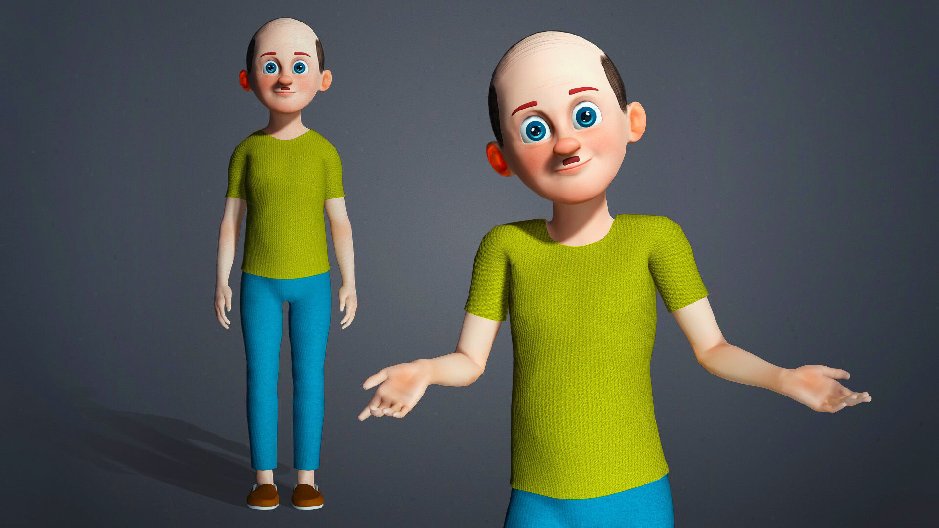 ArtStation - 3D Cartoon Old Man Rigged Character Model