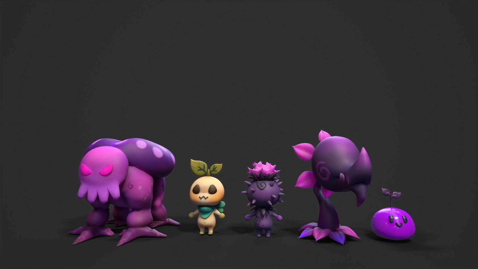 For this project I got to make the characters. I did texture for the flower enemy but the model was created by William Utterberg. Elsa Söderpalm Patel and Josefine Rosenlind did the concept art. 