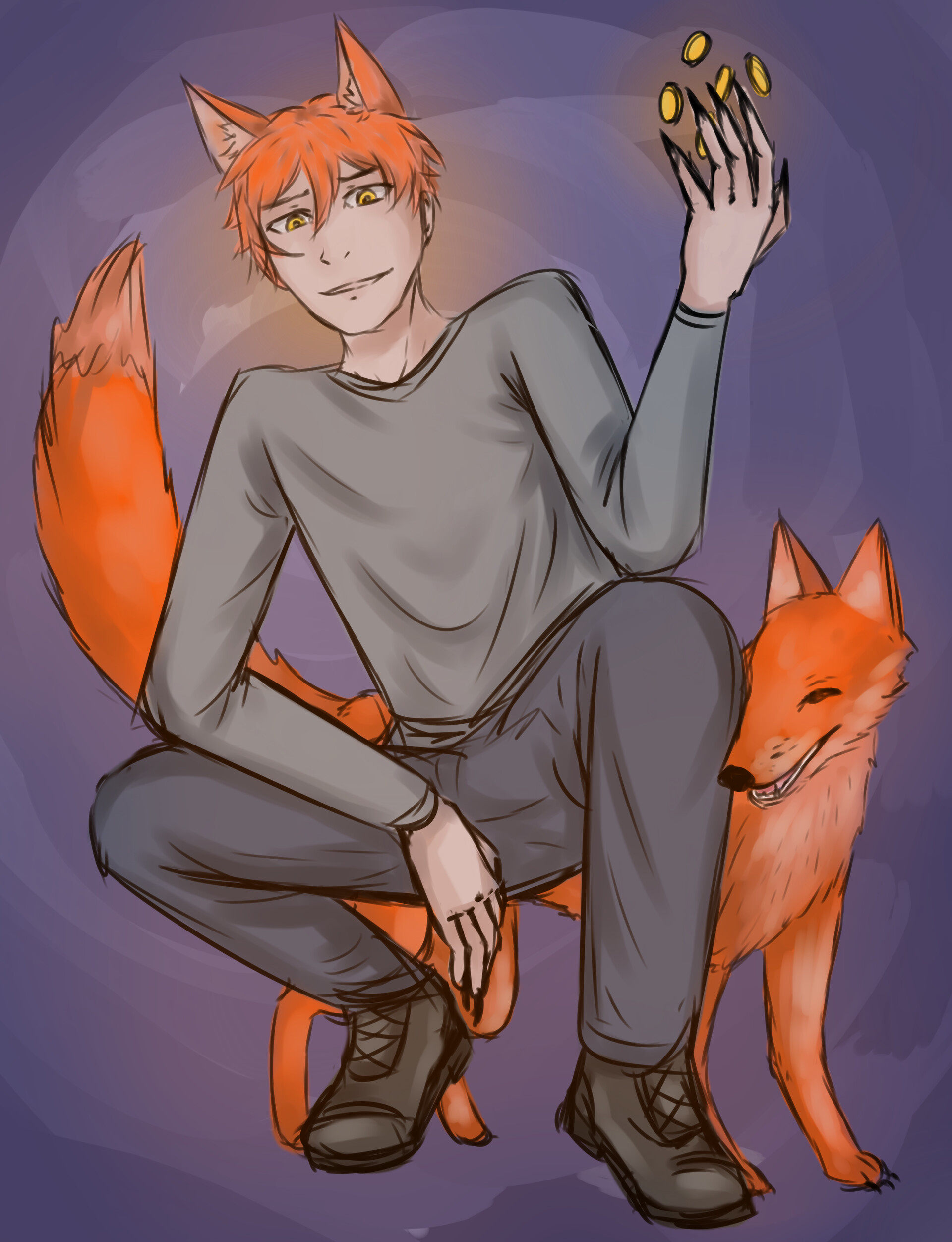 ArtStation - Regular sketch idea of trickster fox-boy