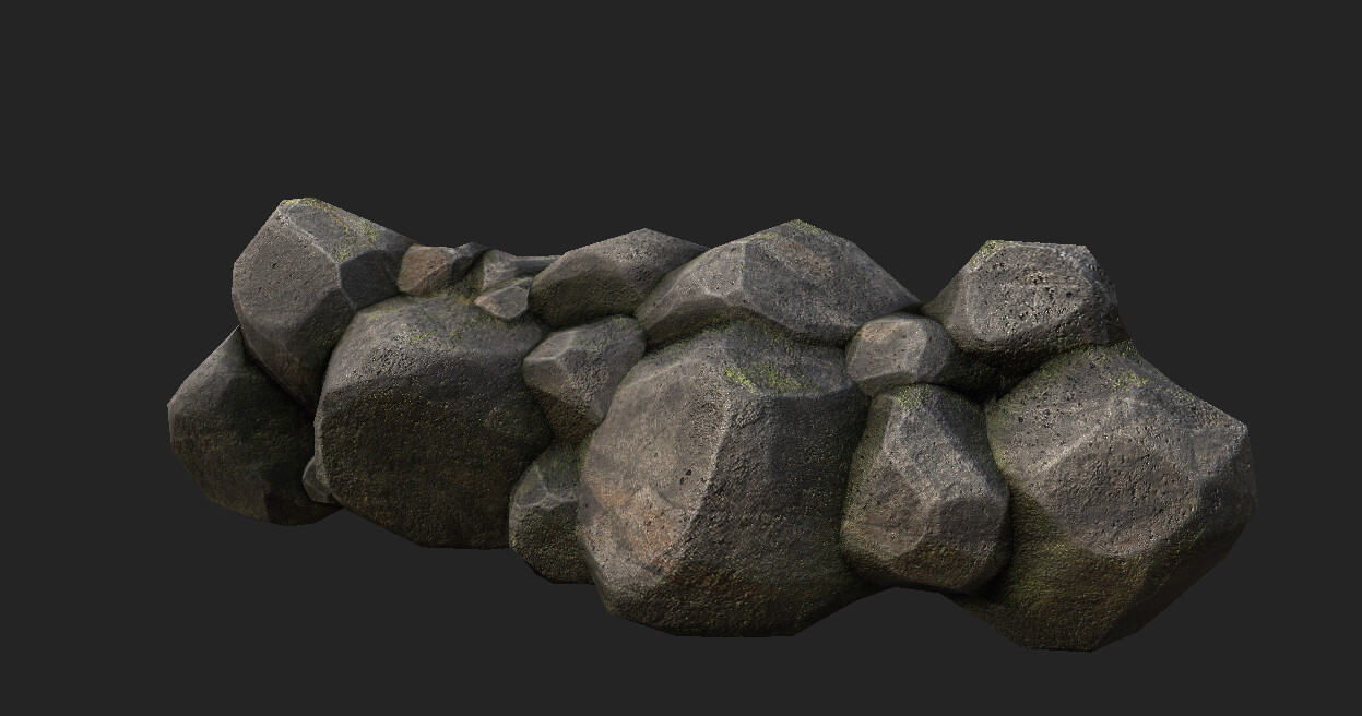 One of the rock clusters I made

This was one of many assets made for the exteriors.