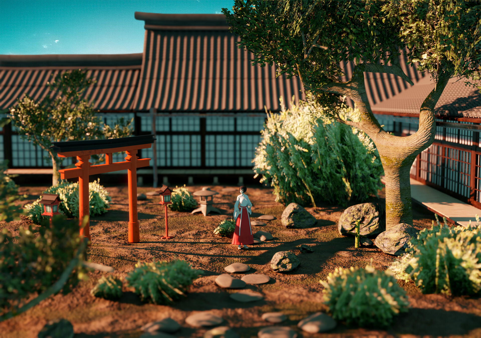 Artstation Japanese Garden 3d Scene