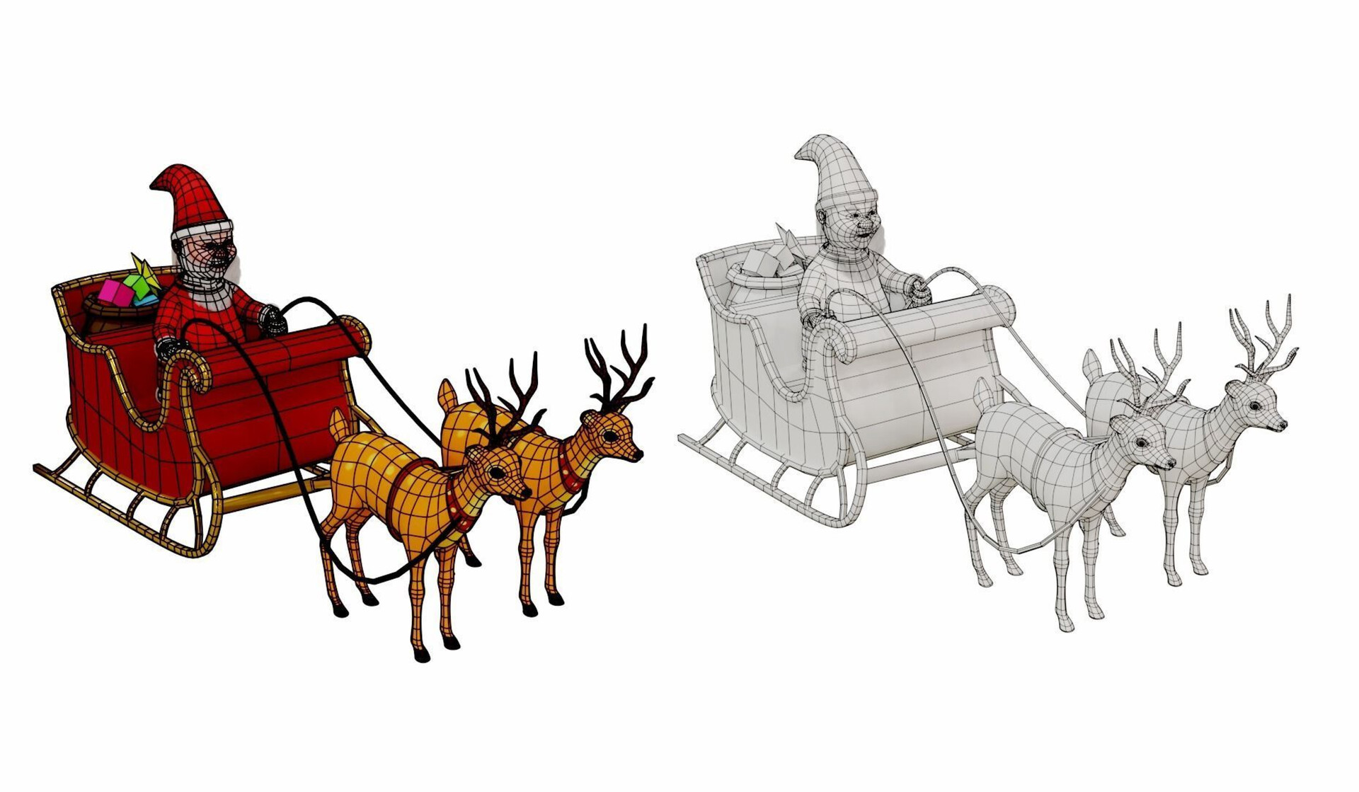 ArtStation - Fur Cartoon Santa Claus with deer