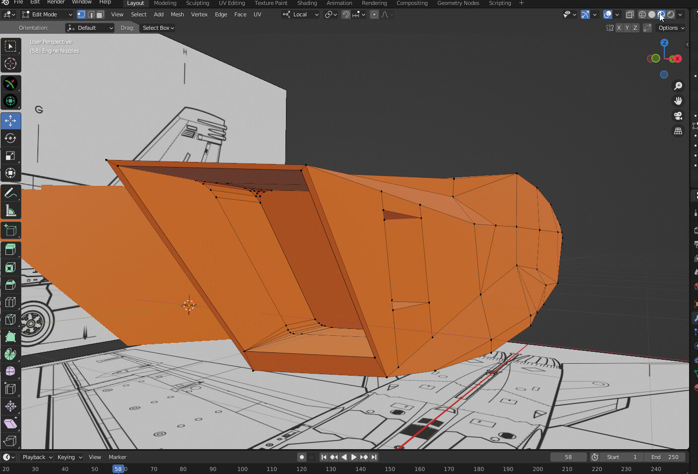 Further refining the inlets and starting to "carve" inside to create the intake.
