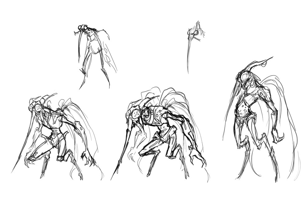 Initial sketches/concepts for the character