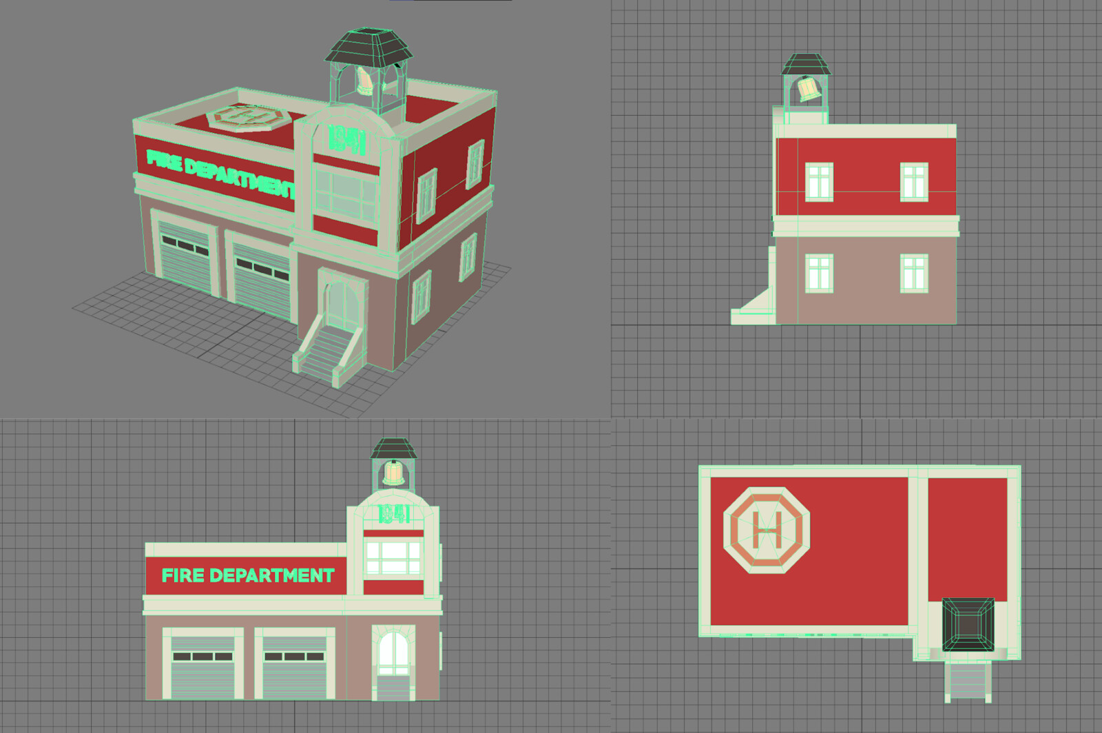 Fire station - wireframe views