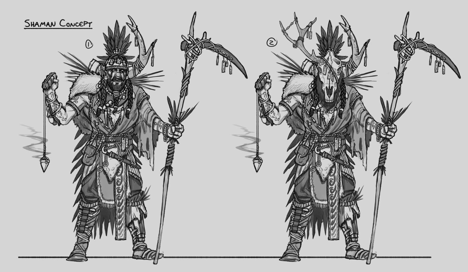 Shaman with and without mask