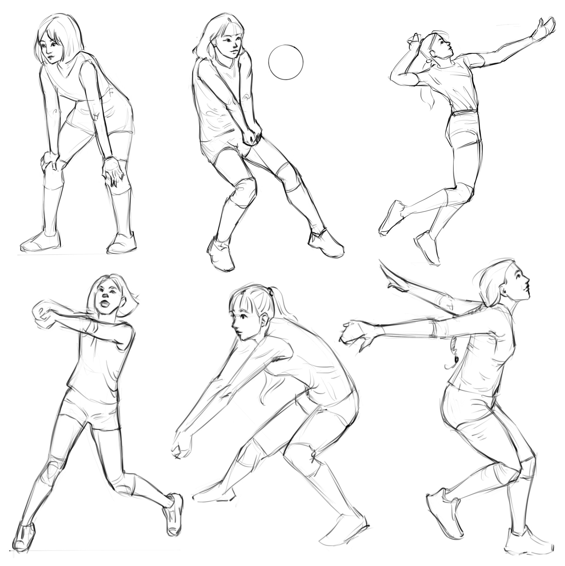 ArtStation - Volleyball players sketch