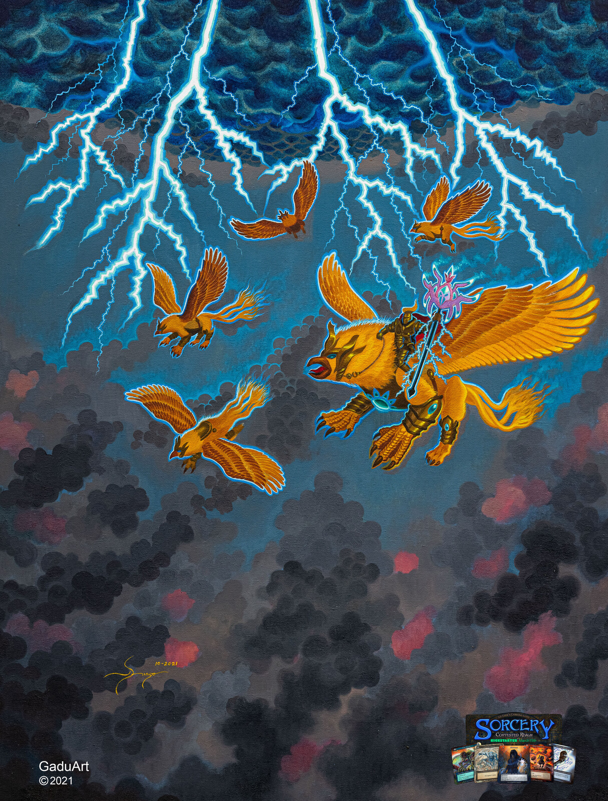 "Gyre Hippogriffs" 
Oil on Canvas
121.92 cm x 91.44 cm
Copyright ©2021
Erik's Curiosa Ltd.