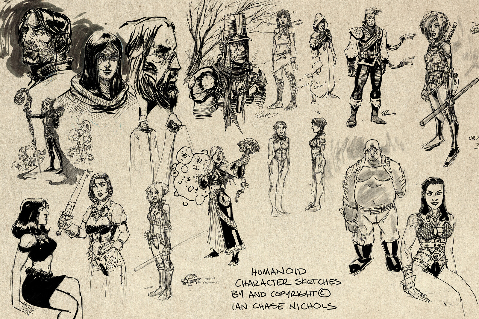 Another sampling from my stacks of sketchbooks filled with characters and ideas. © Ian Chase Nichols