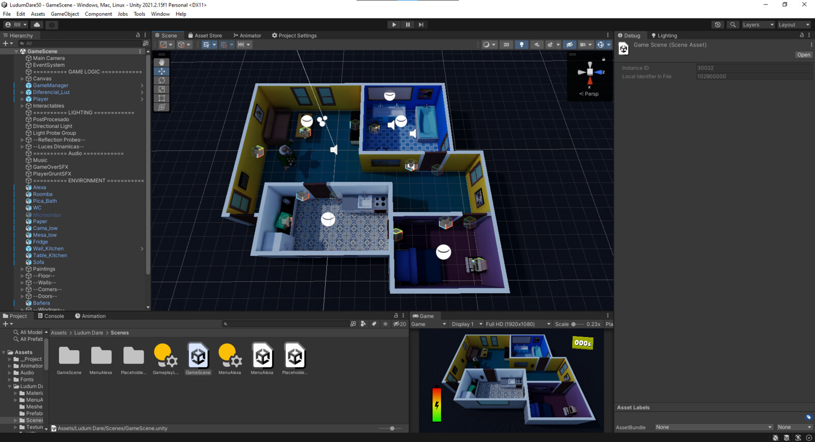 Main scene lightmaps and reflection probes.
