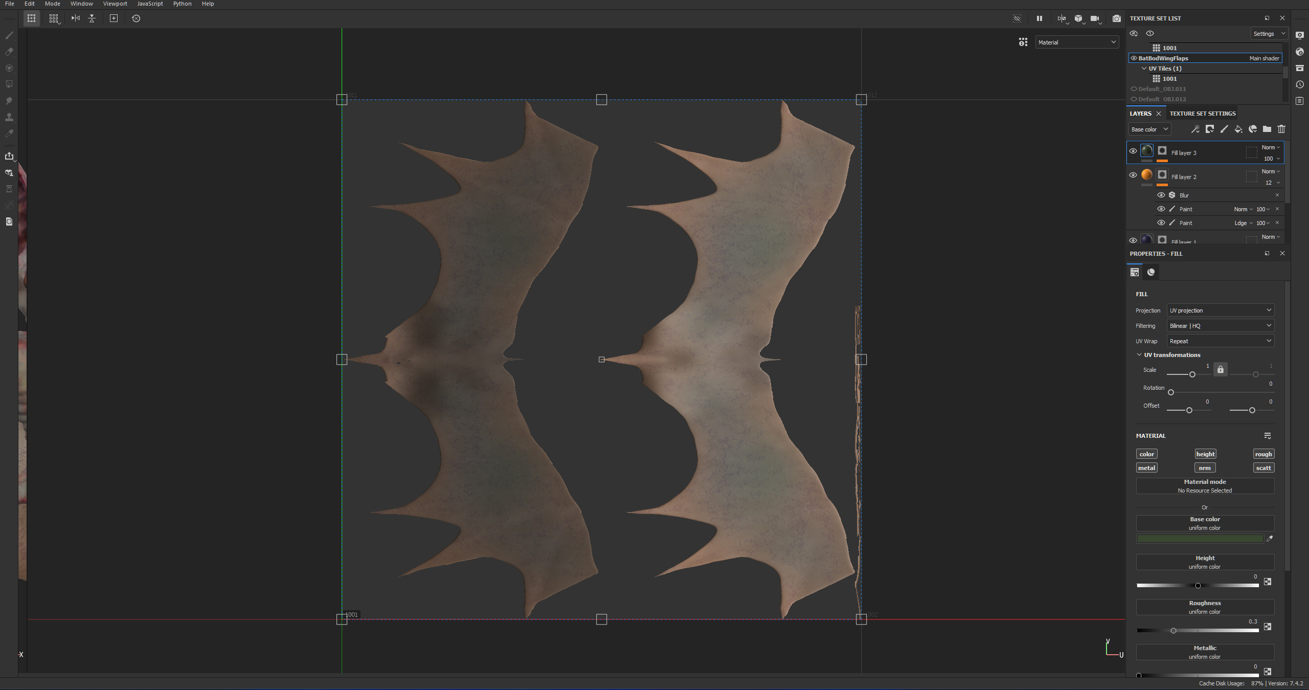 UV Texture Map for bat Wings