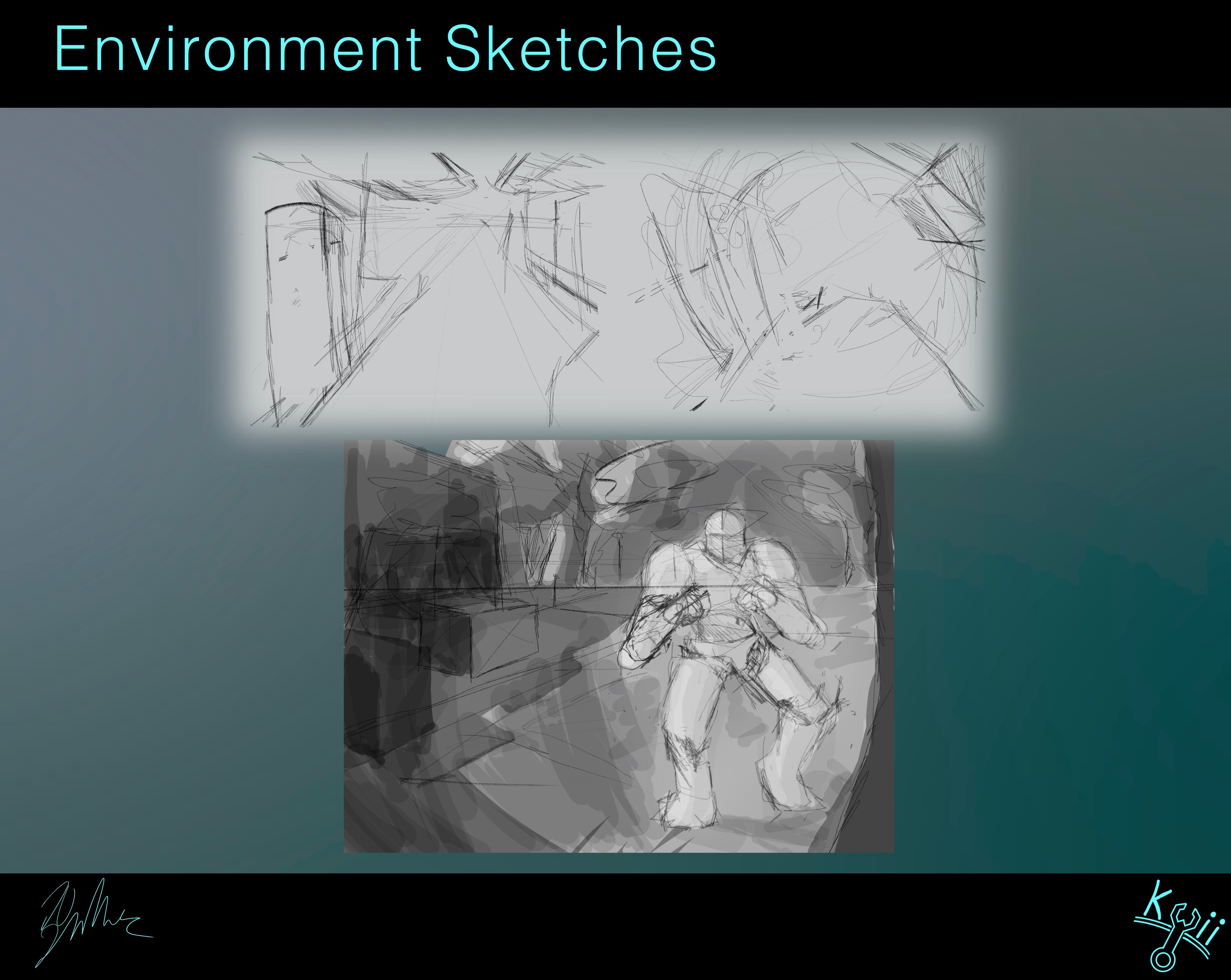 These are a few sketches exploring environment composition. I wanted to create a dynamic environment that gave focus to Pix, but that still fit inside the Star Wars universe
