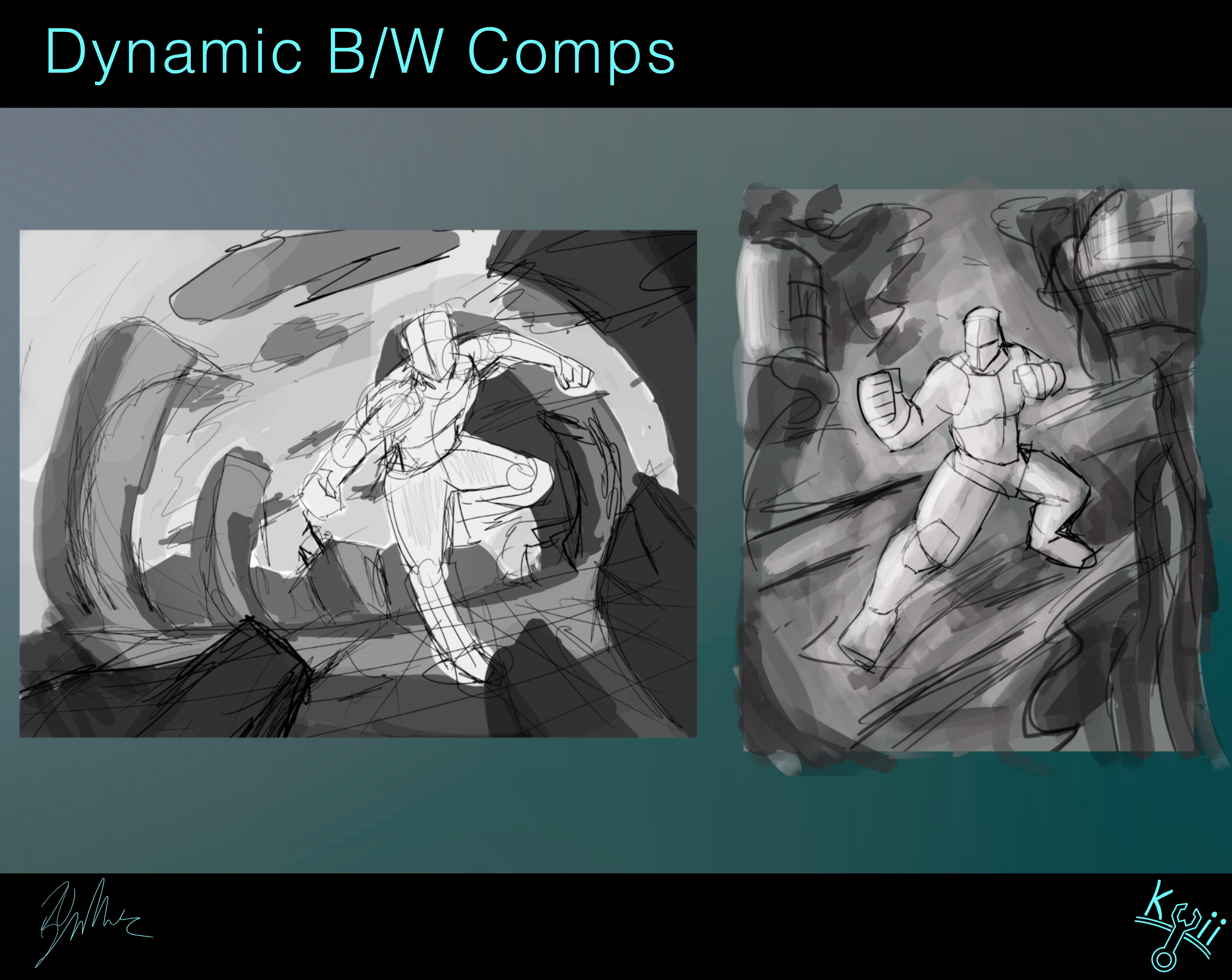 These are the final two painting sketches with a full detailed sketch painted in greyscale to mimic light values and to get a sense of creating a focal point with luminance in the painting.